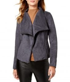 BCBGeneration Ruffle-Hem Faux-Suede Moto Jacket   Reviews - Coats - Women - Macy s at Macys